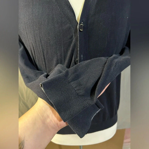 Armani Jeans Womens Cardigan Sweater Small Slim Button Hoodie Hood Blue - Picture 6 of 8